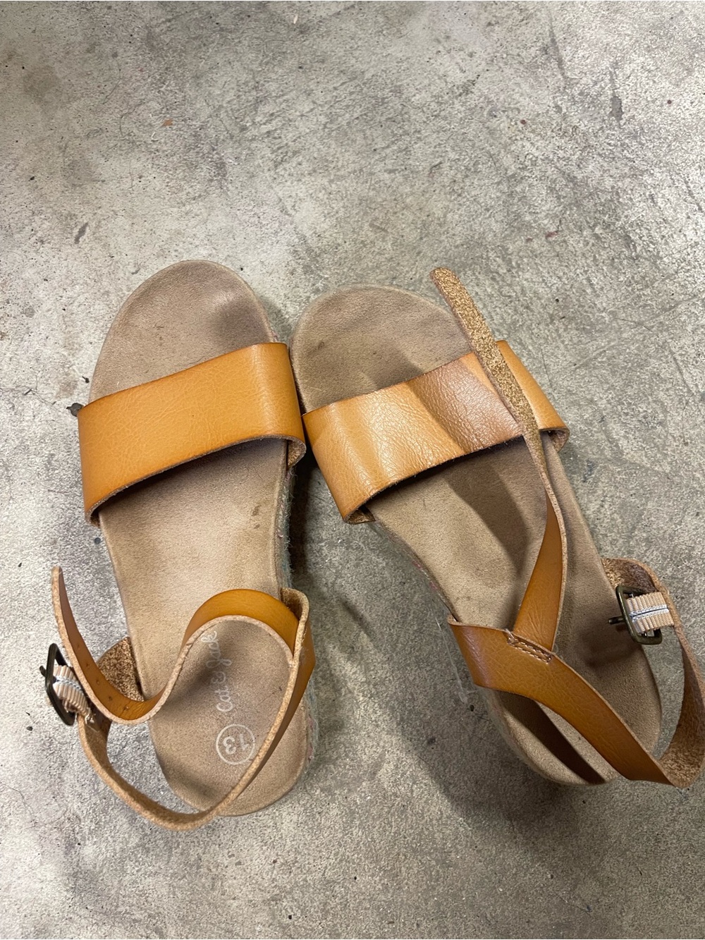 Cat & Jack Girls' Tan Strappy Ankle Buckle Sandals